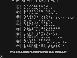 The Quill - main menu